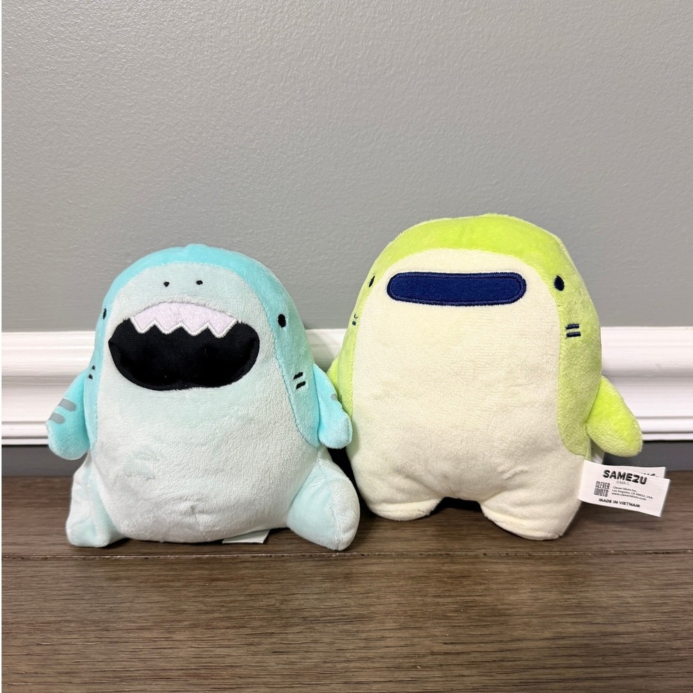 Samezu Pastel Plush Jaggy Shark Jinbe Whale Shark 6.5" Set of 2 NWT Moha Arimura